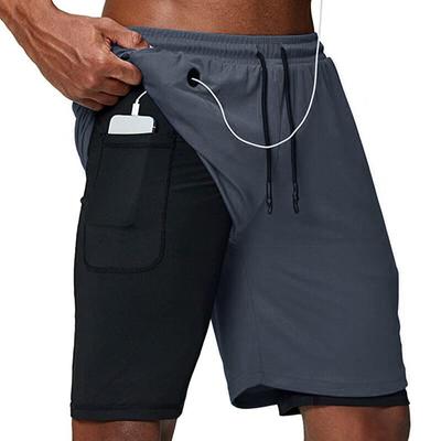 Calções de Corrida Masculinos Fitness Ginásio Treino Calções Esportivos Secagem Rápida Treino Ginásio Esporte Corrida Camada Dupla Verão Calções Masculinos