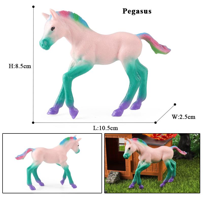 Oenux New Mythical Elf Pegasus Fairy Tale Fly Horse Kids Toy Action Figures Animal Model Cute Girl Birthday Gift Cake Toppers