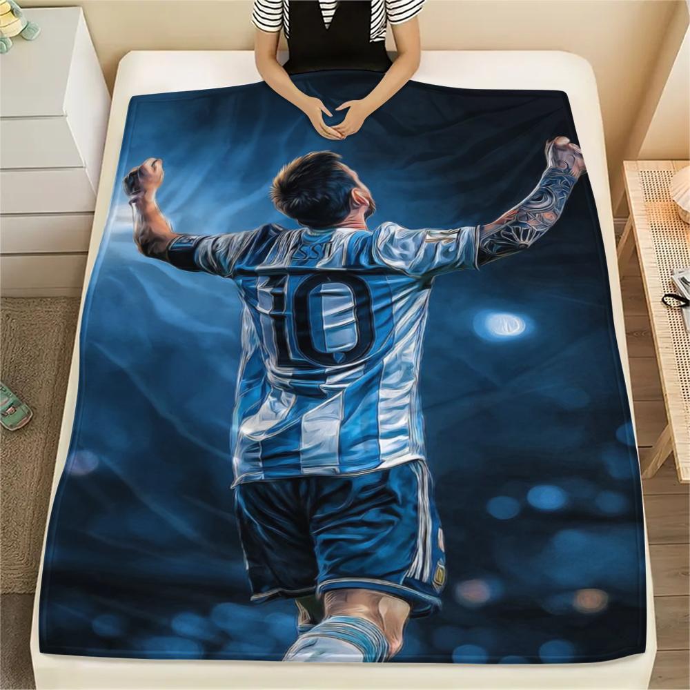 1Pc messi Print Flannel Blanket, High quality Comfortable for All Seasons, Home Decor, Warmth and Comfort, Perfect for Christmas GiftS