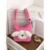 Cute plush puppy crossbody bucket bag autumn and winter girl's heart sweet lamb wool shoulder bag niche design female