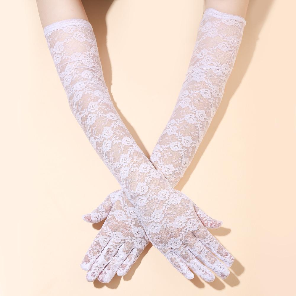 

Elegant Wedding Mittens Transparent Lace Gloves Vintage Bridal Gloves Opera білий