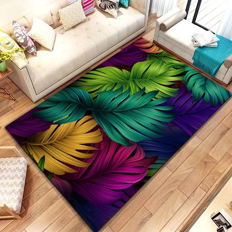 Sommerlicher tropischer Blätterteppich mit Monstera-Blättern, geeignet für Wohnzimmer und Schlafzimmer, Fußmatte, hawaiianische Blatt-Bodenmatte
