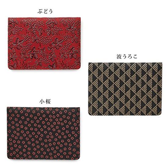 Piele Naturală Inden Portofel Bifold cu Buzunar pentru Permis x Lac Roșu Kozakura Piele Naturală Etui pentru Permis de Transport Cadou Ziua Respectului pentru Vârstnici A șaizecea aniversare