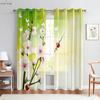 Window Curtains Floral Butterfly Print Curtains Pastoral Style Bedroom Living Room Kitchen Decorative Curtains 2 Pieces