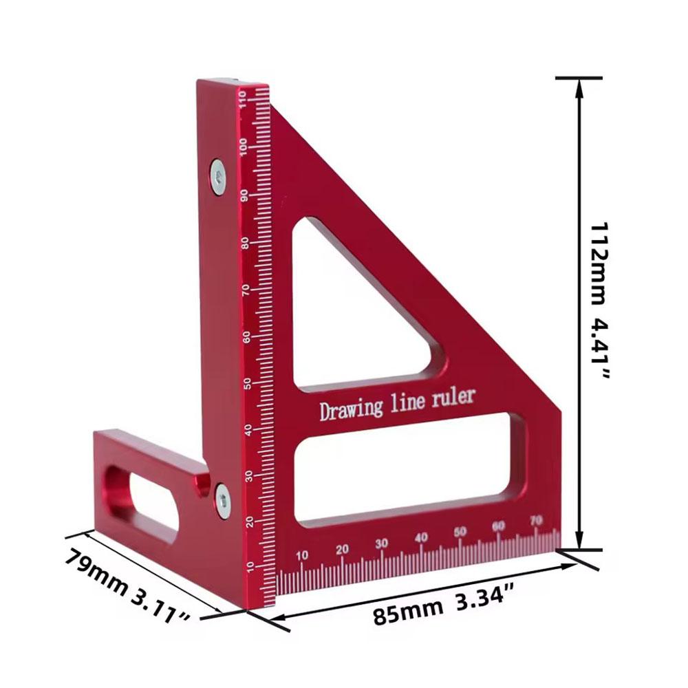 Mehrwinkel-Messlineal, 45/90 Grad Aluminium Zimmermannswinkel Förderband, Winkel-Dreieck-Lineal Design Messwerkzeug