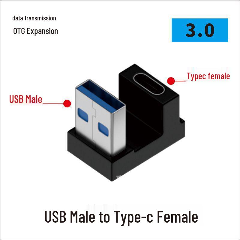 USB Type-C Adapter: Male-Female-Male-Female, 90° L/U-Shaped Thunderbolt 3 Elbow for Computers