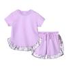 Korean Style Girls' Summer Two-Piece Set: Lace Top & Shorts