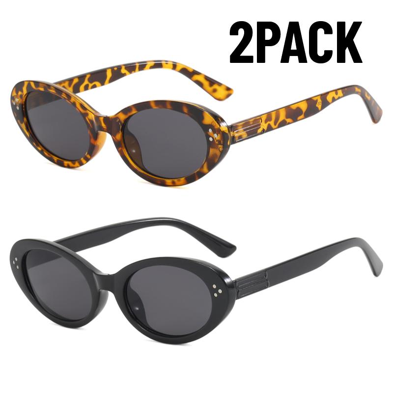 

2 ШТ. Винтажные овальные солнцезащитные очки женские, дизайнерские, класса люкс, маленькие овальные очки, ретро, черные очки, женские очки-гогглы, оттенки UV400