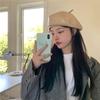 British Leather Beret Hat for Women Versatile Autumn and Winter Large Head Circumference Small Face Small Painter Hat  Literary Retro Trend