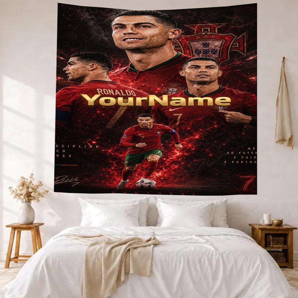 Cristiano Ronaldo Custom Your Name Wall Decor Tapestry Art For Pet Memorial Birthdaywedding Party Backdrop Family Gift