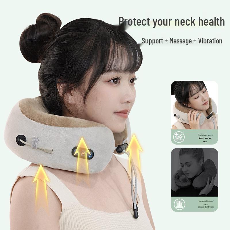 Portable U-shaped Memory Foam Neck and Cervical Massager Pillow