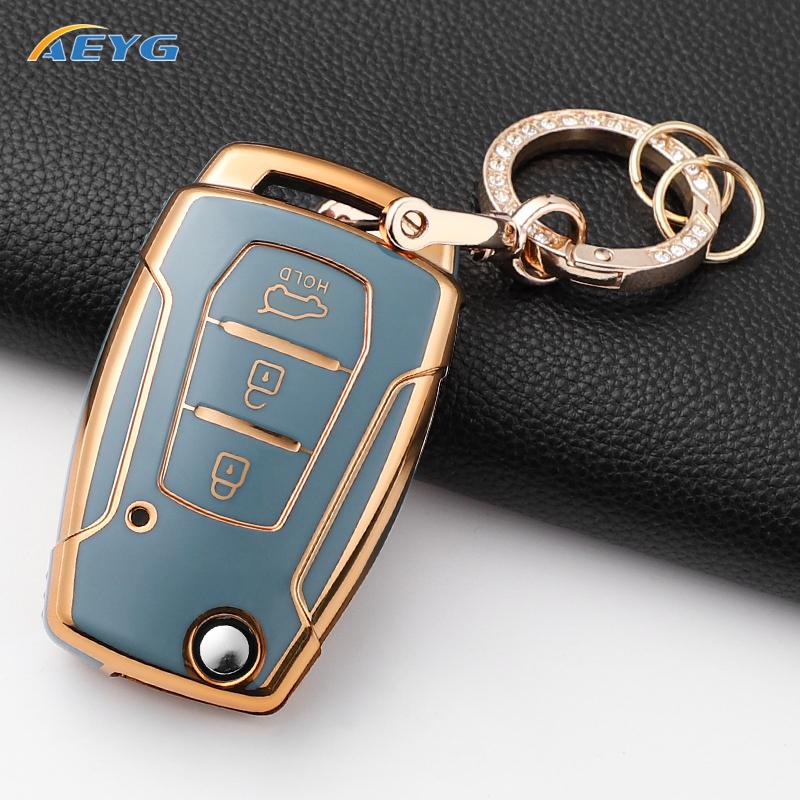 Soft Tpu Car Key Case Cover Shell For Ssangyong Kyron 2 Sanka Actyon Korando Tivoli 3 Buttons Smart Keyless Keychain Accessories