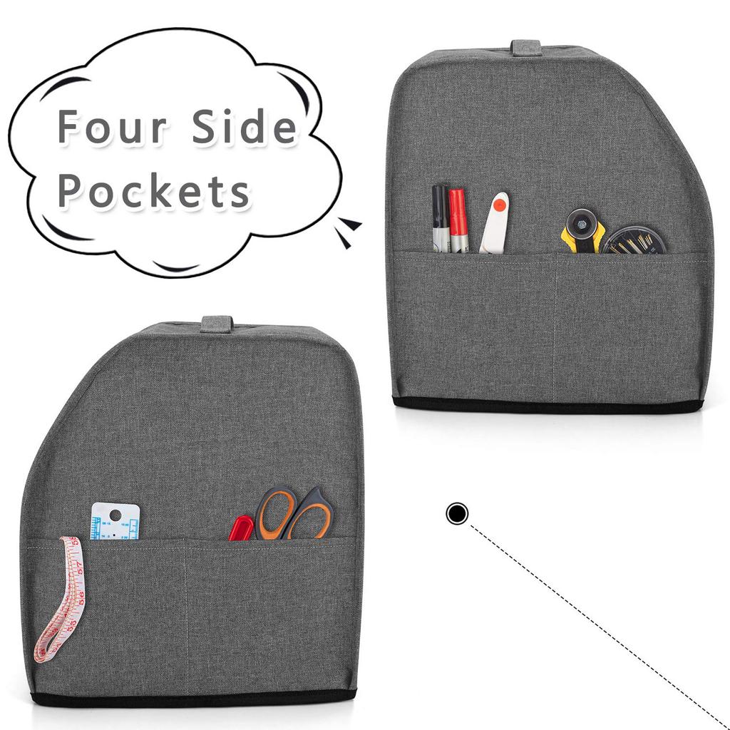 Multipurpose Polyester Sewing Machine Dust Cover with Storage Pocket and Top Handles Overlock Sewing Machine Dust Cover