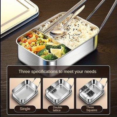 Multi Capacity Stainless Steel Portable Bento Lunch Box Leak Proof Lunch Box Rectangular Food Storage Container