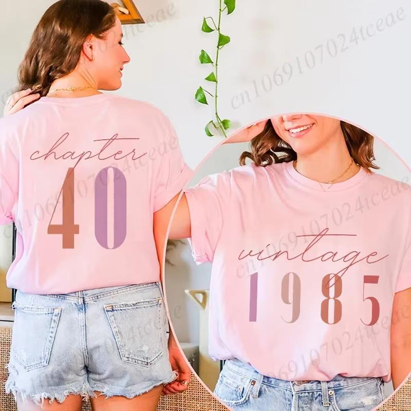 Tshirts for Women Classic 40th Milestone Best Friend Classic Tshirts for Women Vintage 40th Birthday Year Tops Streetwear Women