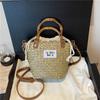 New Fashion Niche Design Bamboo Straw Woven Bag Portable Shoulder Crossbody Trendy Women's Bag