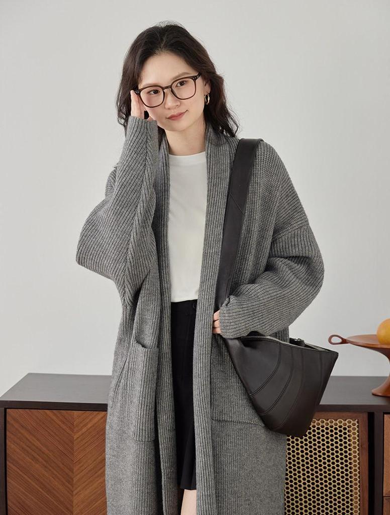 2026 Spring Women's V-Neck Long Knit Cardigan Sweater Coat