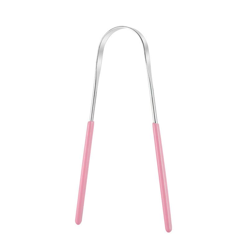 1 Pcs Stainless Steel Tongue Scraper U-Shaped Metal Fresh Breath Cleaning Coated Tongue Toothbrush Oral Hygiene Care Tools