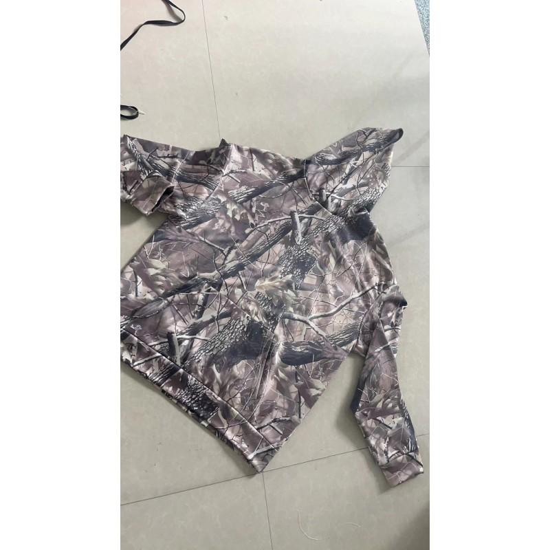 Damen Camouflage Kapuzenpullover mit 3D Dschungel Ahornblatt Ast Aufdruck Lockerer Schnitt Streetwear Langarm Oberteil