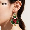 Festive Fashion Jewelry 1 Pair Acrylic Christmas Tree Dangle Earrings, 2D Flat Xmas Winter Outfit Accessories Bow Candy Cane Earrings with Bell,