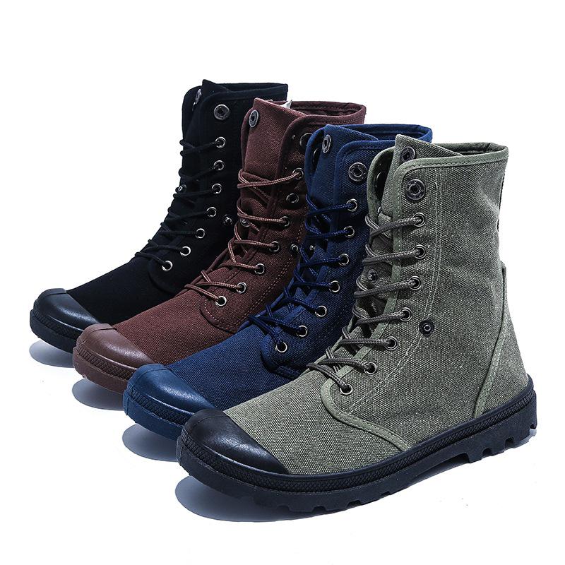 Botas Martin de Lona de Cano Alto com Sola Grossa - Sapatos Esportivos Outdoor da Moda