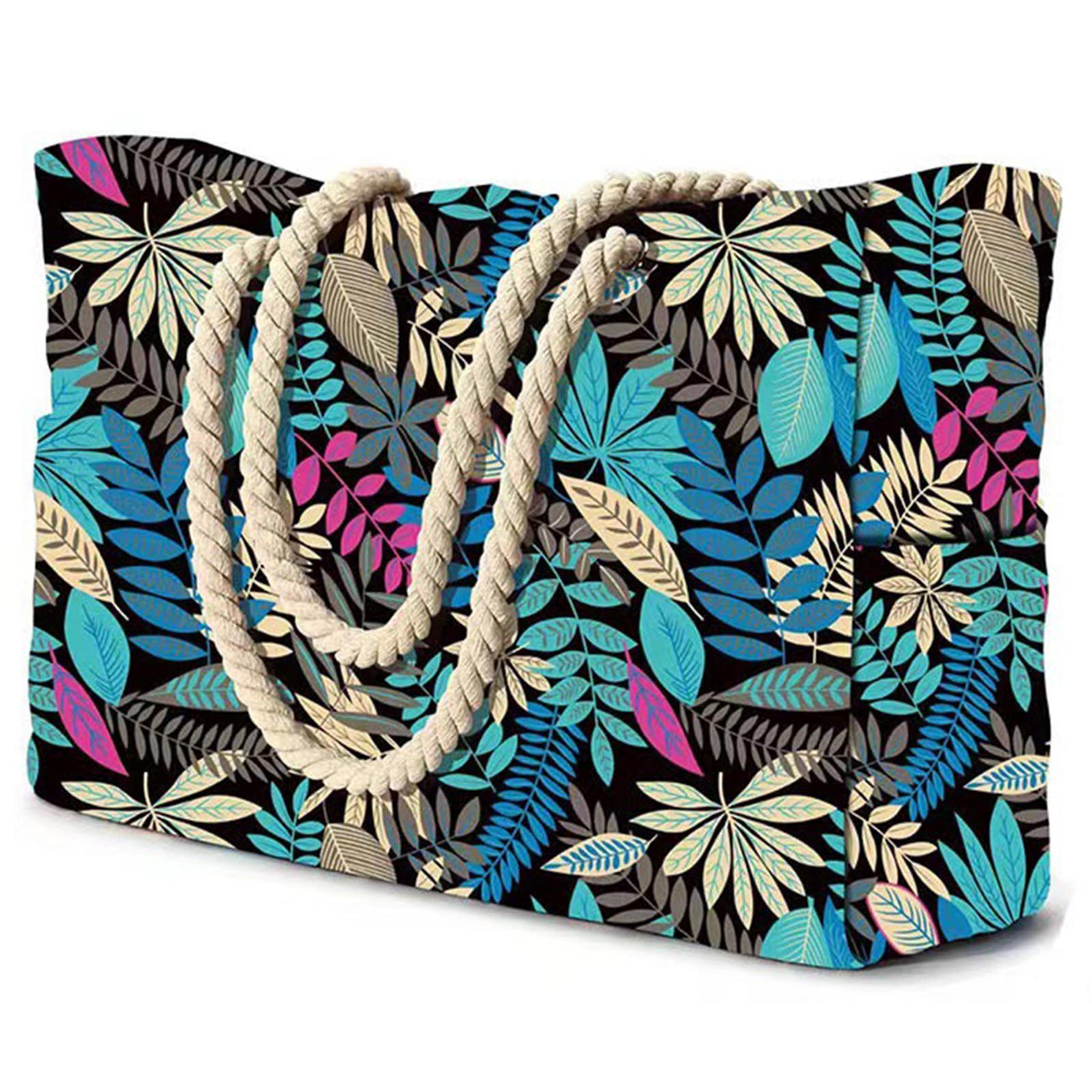 

Striped zipper outer bag for outdoor travel and vacation, waterproof and sand resistant canvas, convenient folding beach bag-zmt