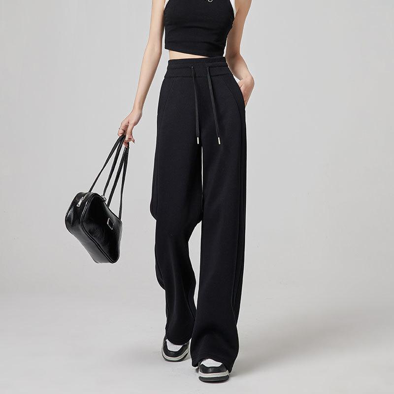 Gray Black Wide Leg Sweatpants For Women High Waist Sports Pants Casual Female Trousers Joggers Streetwear