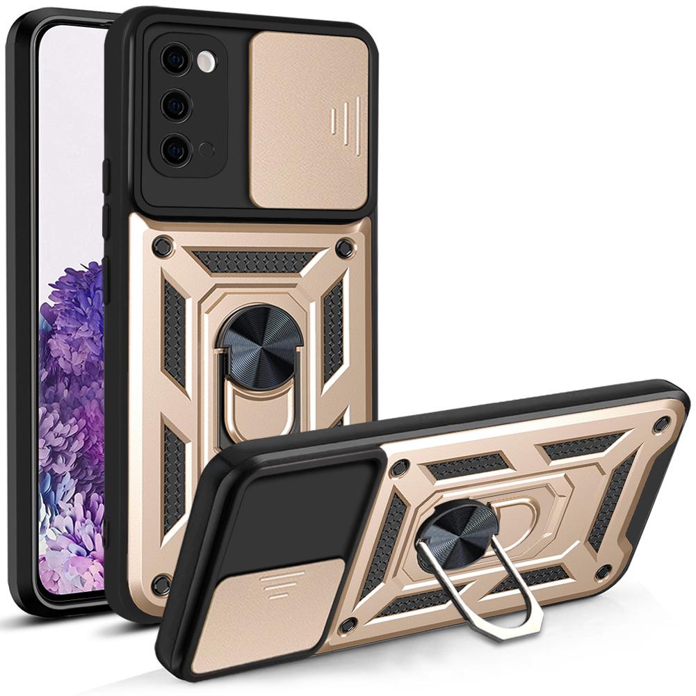 Für Samsung S20 Hülle Galaxy S20 FE Cover Galaxy S20+ Plus Magnetischer Ringhalter Rüstung Handyhülle Schiebefach Kamera Schutz Rückseite Hülle