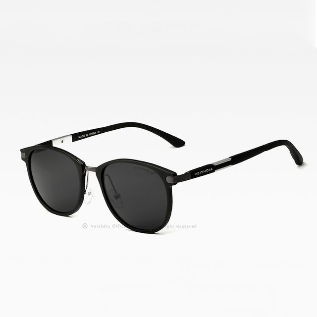 

VEITHDIA ретро алюминиево-магниевые солнцезащитные очки с поляризационными линзами, винтажные очки, аксессуары унисекс 6680 чёрный