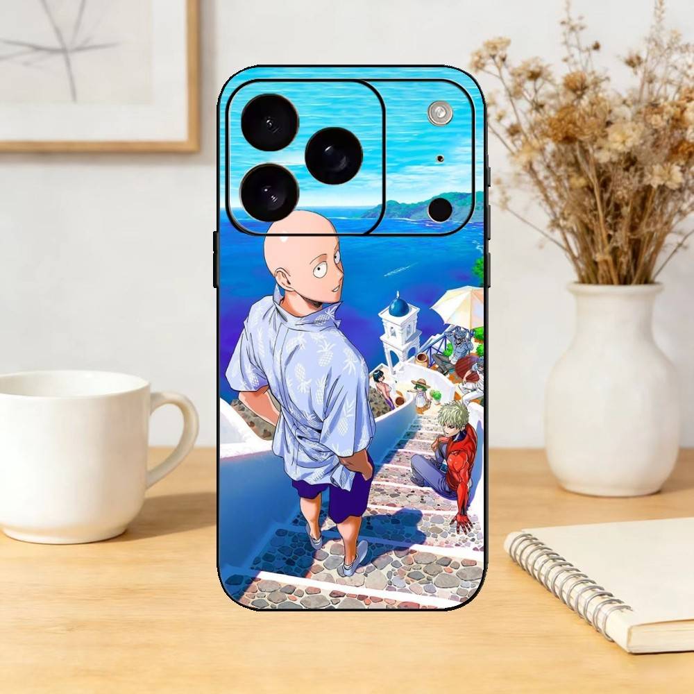 One P-Punch S-Saitama M-Man Phone Case For iPhone 17,16,15,14,13,12,11 Plus,Pro Max,SE4Soft Silicone Black Cover