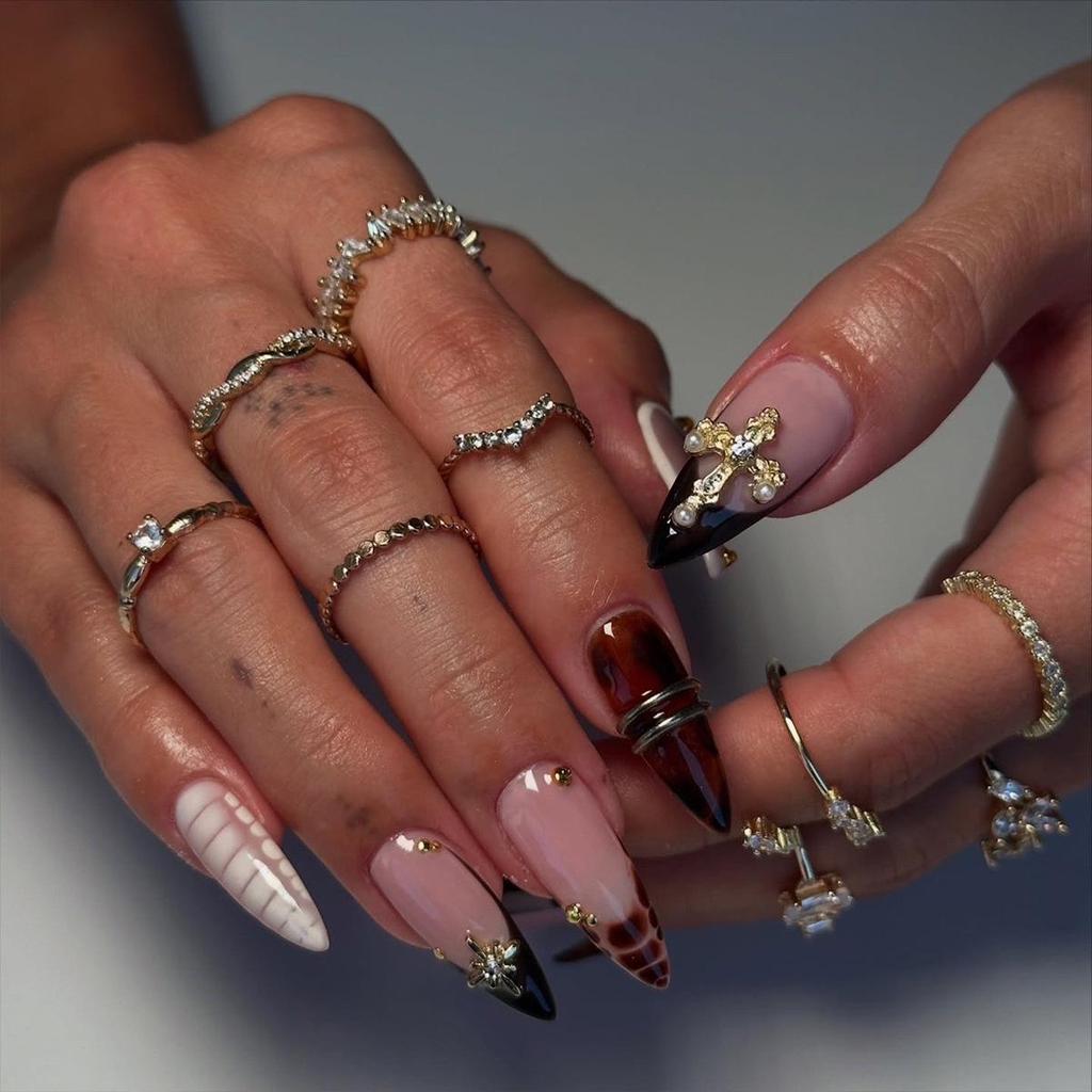 High-End French Almond Press-On Nails - Medium-Long, Stylish & Elegant