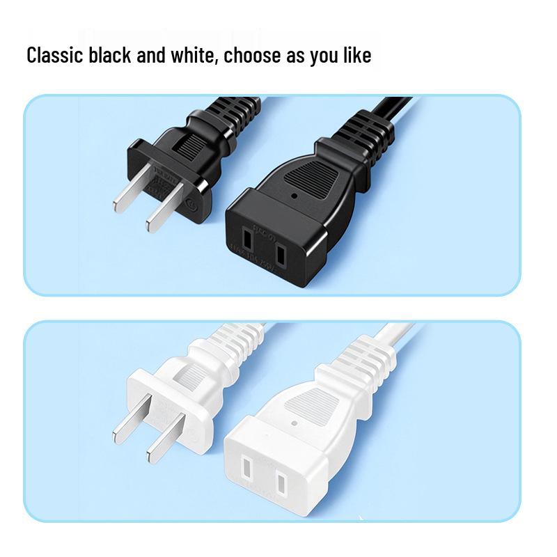 Certified 2-Core Copper Power Cord with 2-Pin Male Plug and Female AC Socket
