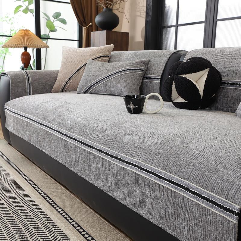 

Chenier Sofa Cover Cushion Is Universal In All Seasons New High-Grade Leather Sofa Cover Fixed Non-Slip Seat Cushion Cover Cloth 70*70cm