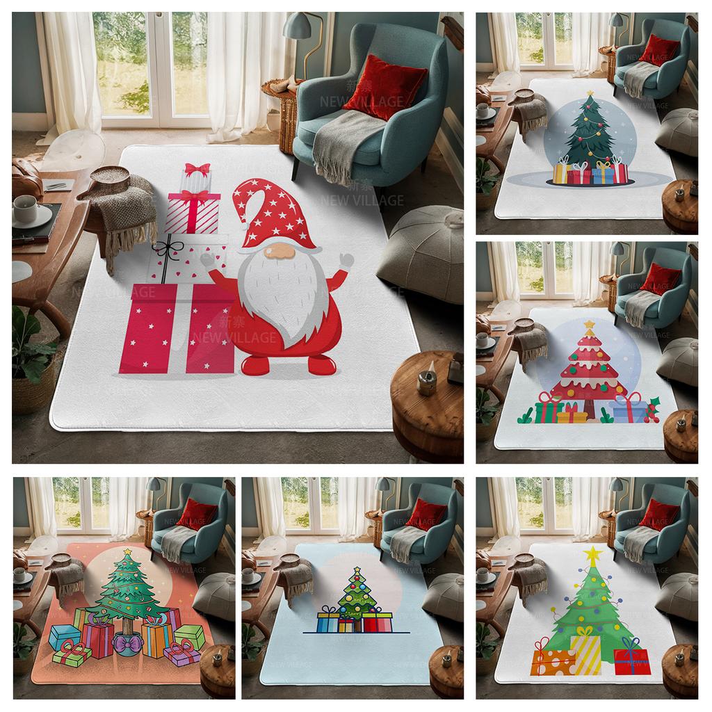 House Entrance Carpet Home Door Mat Living Room Bath Foot Bathroom Non-slip Water Absorption Rugs Bath Merry Christmas Winter