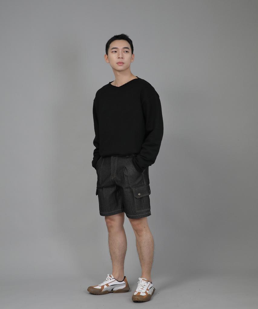 Seinteukeulu Heavy Terry Grunge Sweatshirt Hgs-802 Black