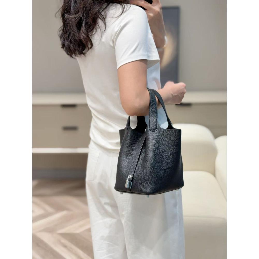 Old Qianfeng High-End Handgefertigt Halbgewachstes Garn Gemüsekorb Eimerbeutel Echtleder TC18 Tragbare Eimertasche Leichte Luxus Damenhandtasche