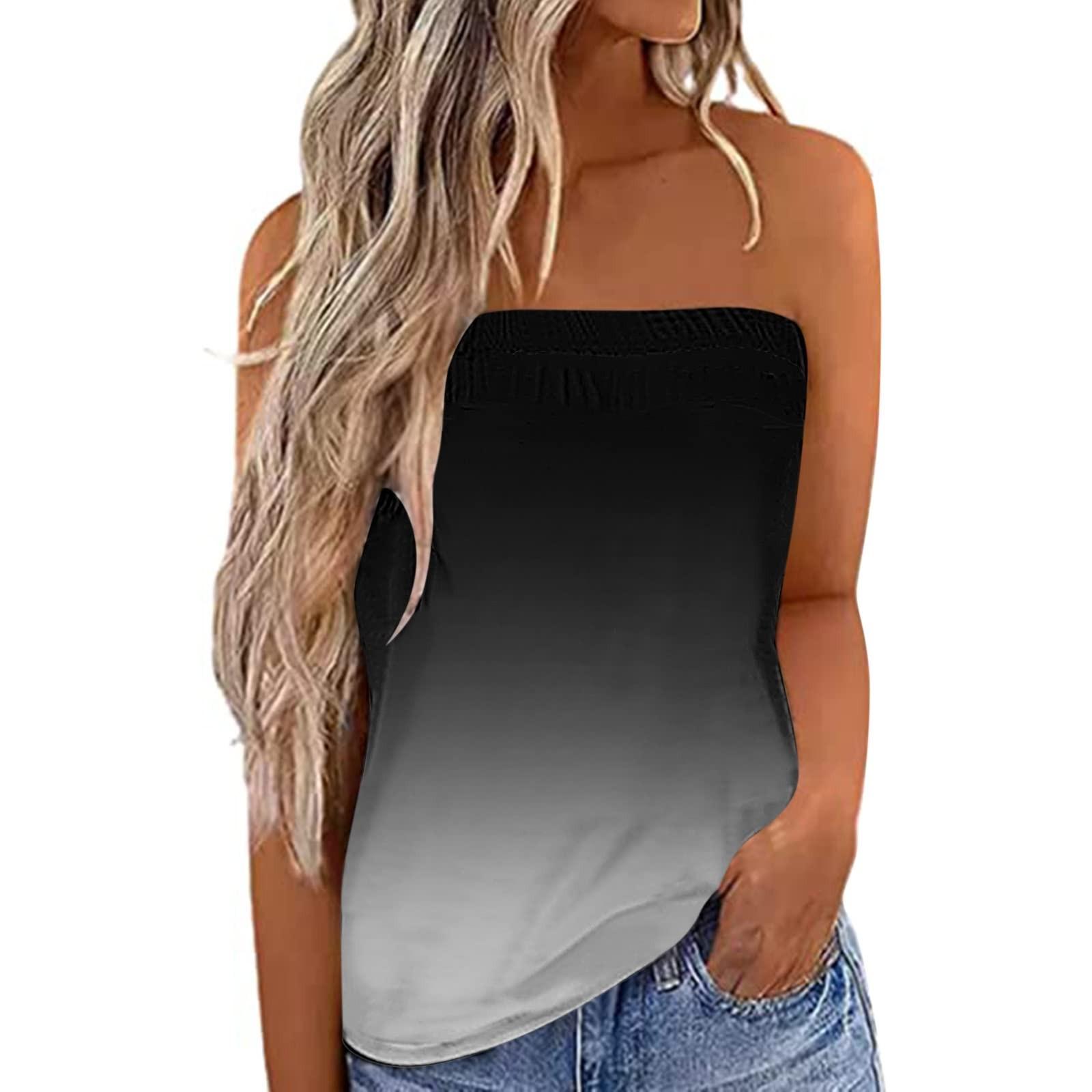 

Женская майка-бандо без бретелек, повседневная летняя свободная рубашка без рукавов для отдыха, туника, майки, топы L чёрный