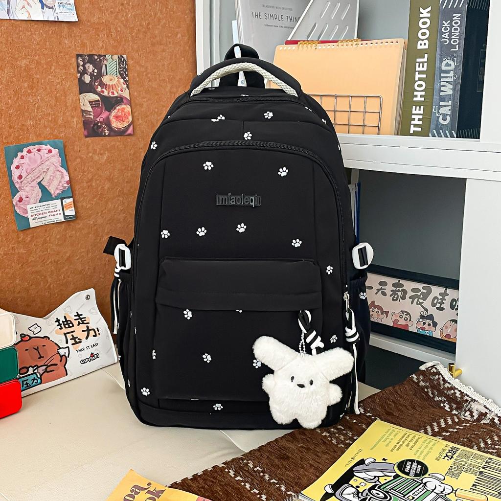 Schoolbag multi-compartment Korean college style backpack female junior high school student schoolbag niche design sense backpack burden reduction