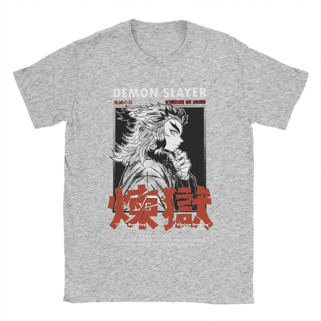 Demon Slayer Tričko Léto Rengoku kyojuro Hipsterská Trička Pánské Bavlna Kulatý Výstřih Nadměrné Oblečení Krátký Rukáv Základní Tričko
