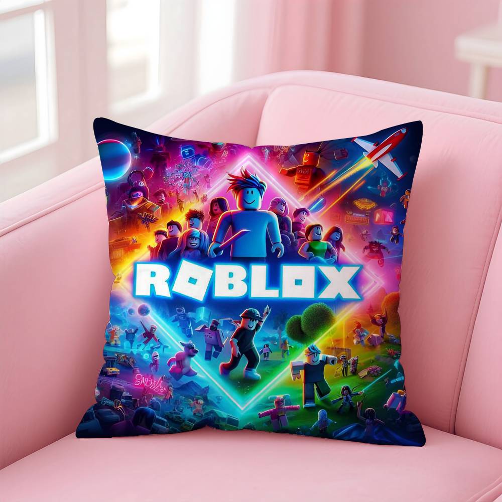 Hot Game R-Robloxs-X Cool Pillow Case Anti-Dustmite Pillowcase Invisible Zipper Silky Short Plush Sofa Cushion Cover