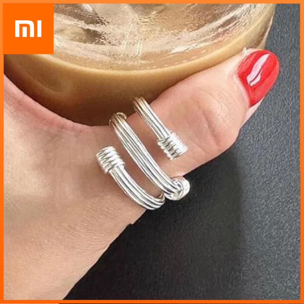 Xiaomi 925 Sterling Silver Rings For Women Geometric Fine Jewelry Finger Adjustable Simple Cross Ring For Party Birthday Gift