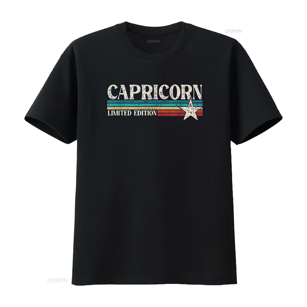Womens Capricorn Zodiac Sign T Shirt Vintage Washed Stretched Versatile Streetwear Breathable Stylish Soft Graphic Slightly