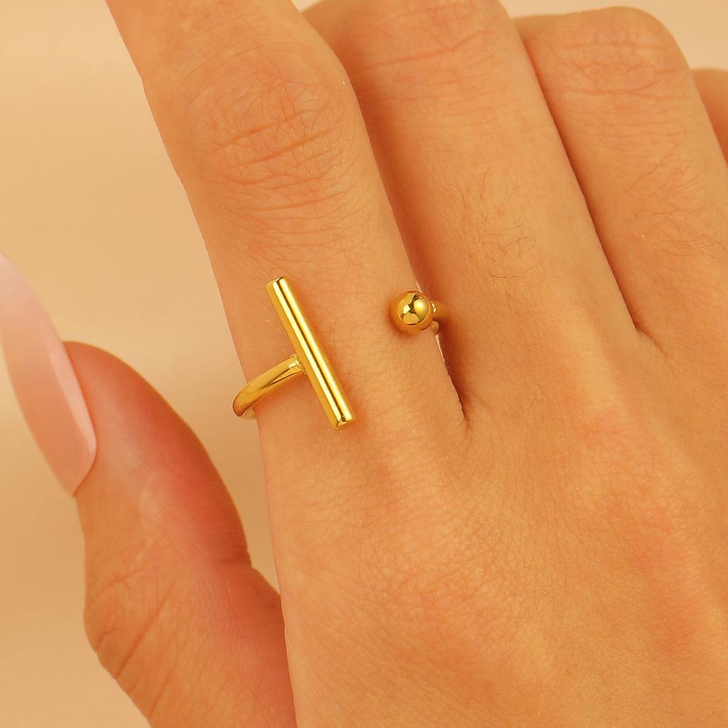 2026 Stil 18k Echtgold Edelstahlring Französischer leichter Luxusstil Wassertropfen glänzend Gold offener Ring Schmuck Frauen