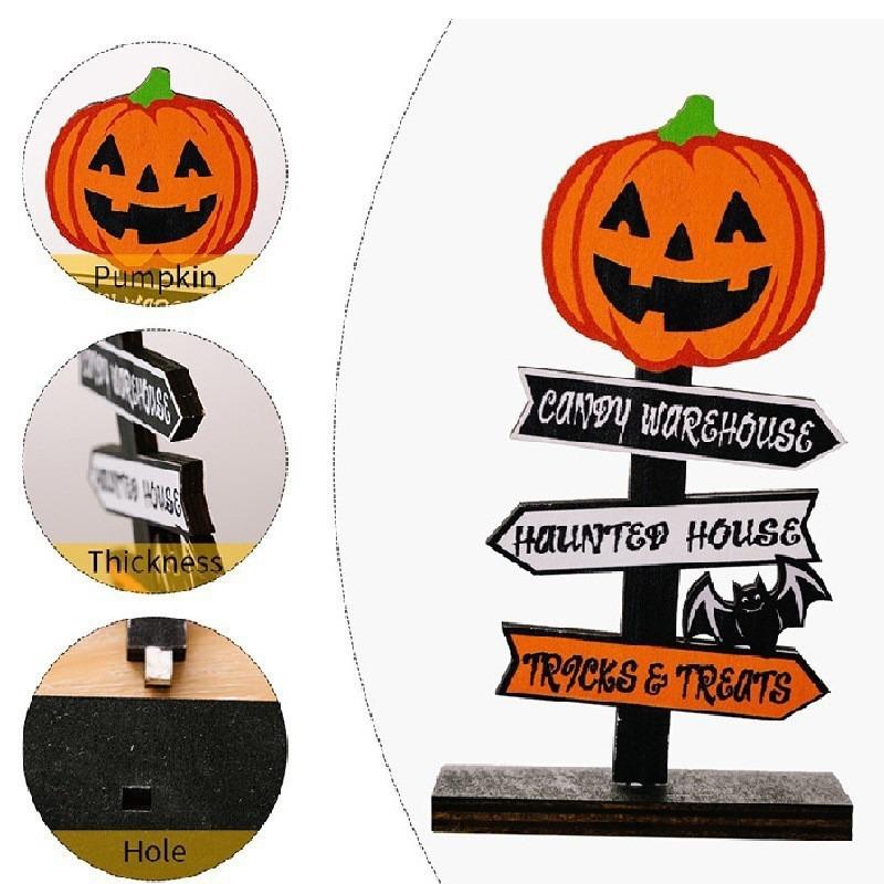 New Ghost Festival Decorations Halloween Pumpkin Alphabet Wooden Ornament Halloween Tree Shape Ghost Table