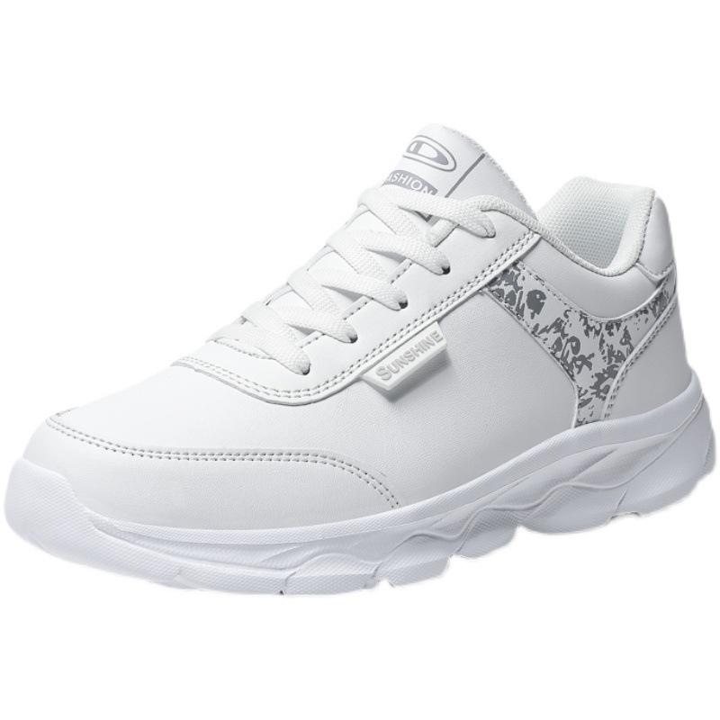 Leather waterproof sneakers lightweight soft-soled casual running shoes student women's shoes