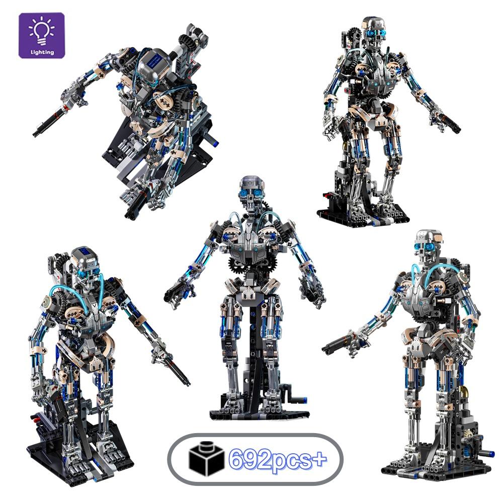 2026 NEW Mechanical Skeleton Robot Set With Light Building Blocks Bricks DIY Tabletop Decorations Model Toys for Kid 692Pcs