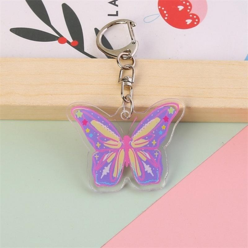 Plastic Butterfly Shaped Keychain Gift for Women Girl Keys Bags and Phones Charm Decorative Butterfly Key Rings