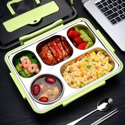 Leakproof Stainless Steel Lunch Box Microwavable Food Grade Insulated Lunch Box with Cutlery Multi-Grid Lunch Container