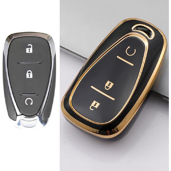 HIBEYO TPU Smart 3 Button Key Fob Case for Chevrolet Equinox Cruze Trax Malibu Verano Traverse 2016-2018 Onix Cruze Sonic Camaro Volt Bolt