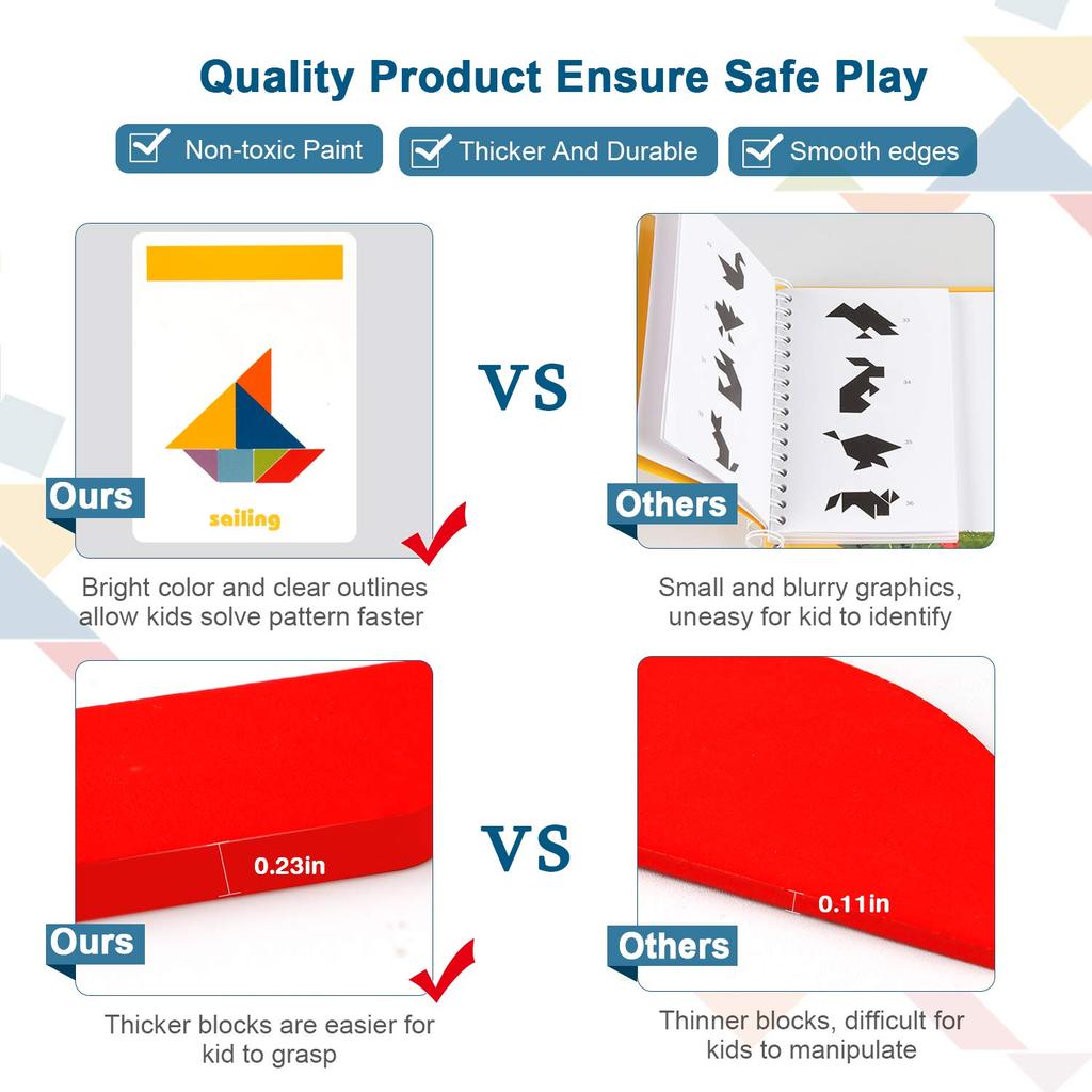 Wooden Kids Puzzle Toys Montessori Preschool Education Tangram Game Building Blocks Learning Puzzle Game Children Gifts Toy